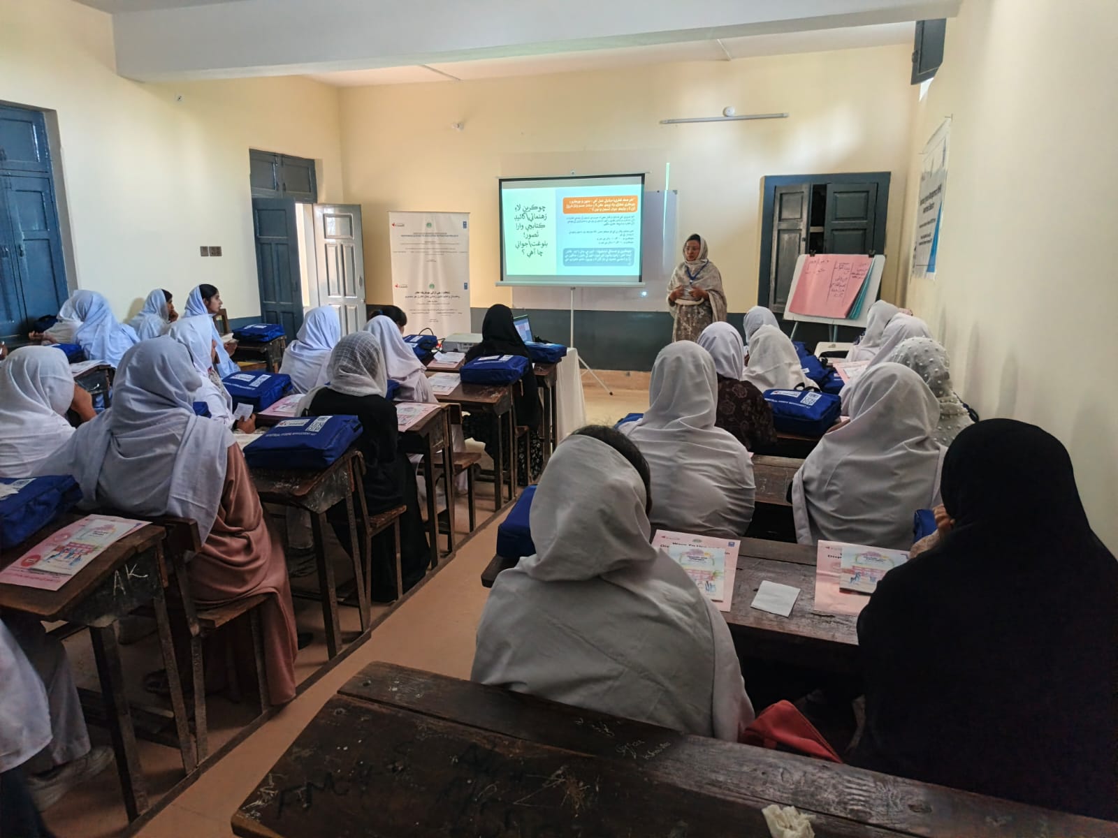 Girls school classroom - UNDP education programme, Larkana